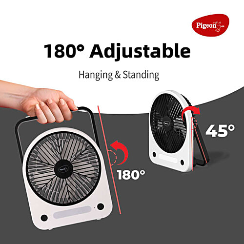 Pigeon Wave Portable Mini Fan - 1800mAh Rechargeable Battery, 1 pc 3 Speed Modes & USB Charging, UltraLite, 180° Rotation, Multi-Clip Function for Home, Kitchen and Travel
