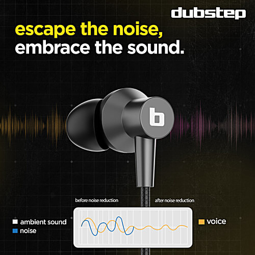 Dubstep Squad M7 In-Ear Wired Earphones With Mic & X-Bass Technology, 10 mm Dynamic Drivers - Grey, 1 pc  