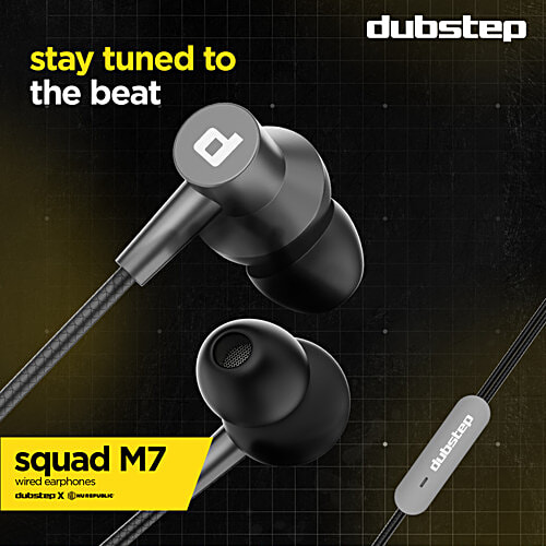 Dubstep Squad M7 In-Ear Wired Earphones With Mic & X-Bass Technology, 10 mm Dynamic Drivers - Grey, 1 pc  