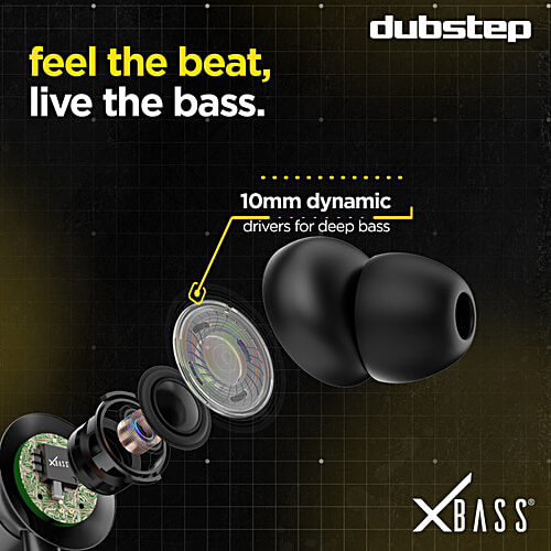 Dubstep Squad M7 In-Ear Wired Earphones With Mic & X-Bass Technology, 10 mm Dynamic Drivers - Grey, 1 pc  