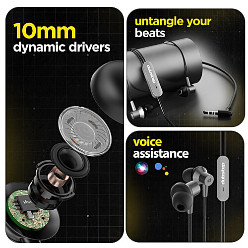 Dubstep Squad M7 In-Ear Wired Earphones With Mic & X-Bass Technology, 10 mm Dynamic Drivers - Grey, 1 pc  