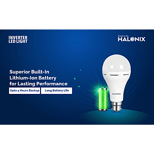 Halonix Rechargeable Emergency Inverter LED Bulb 30W - White, B22 With Up To 4 Hours Backup, 1 pc Rechargeable Emergency Inverter Bulb, Superior Lithium Ion Battery