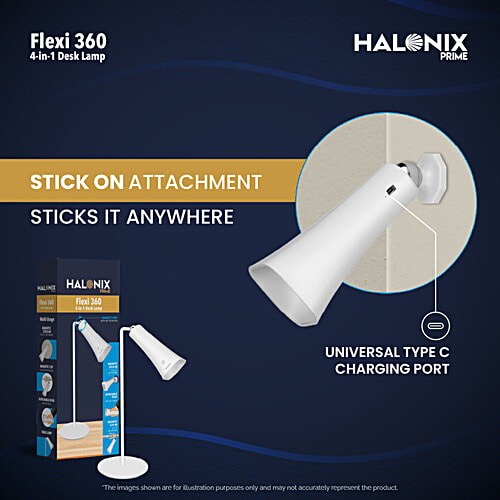 Halonix Flexi 360 Degree Rotation 4 In 1 Desk Lamp, 1 pc  