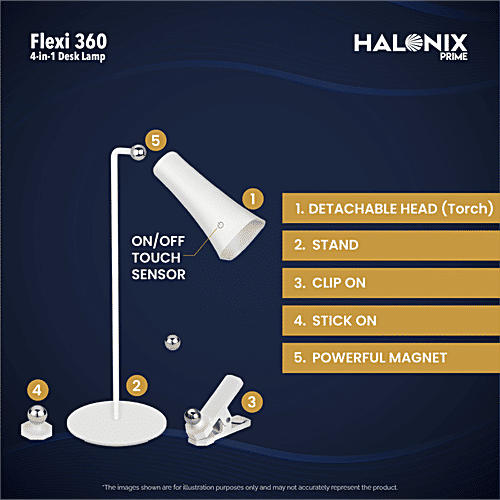 Halonix Flexi 360 Degree Rotation 4 In 1 Desk Lamp, 1 pc  