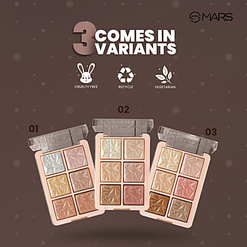 MARS Cosmetics Glowzilla Palette Face Kit, 12 g Shade-03 6 Colour Highlighter Palette