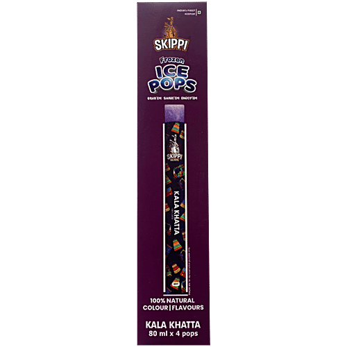 Skippi Ice Pops Kala Khatta Flavour Frozen Ice Pops, 320 ml (4 N x 80 ml each) No Artificial Colours & Flavours, No Artificial Preservatives & Sweeteners