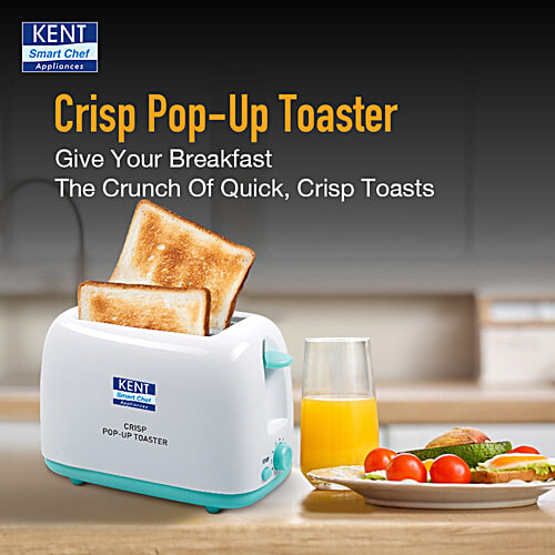 kent Pop Up Toaster - 850 Watts, 2 Slice Automatic Pop Up, Cool Touch Body, 7 Browning Modes, Red, 1 pc Reheat Function, Removable Bread Crumb Tray, Cord Storage Under Base