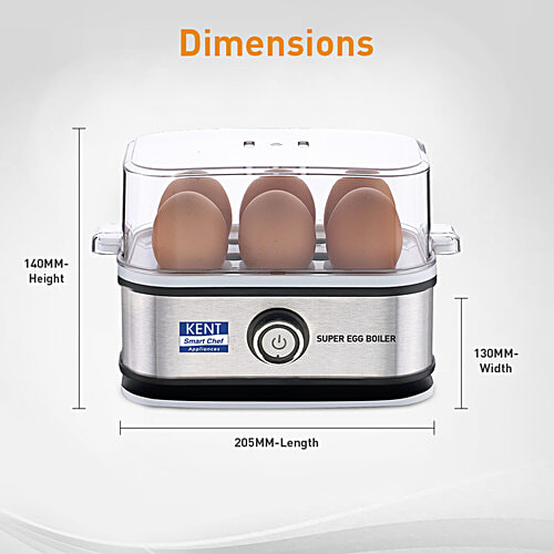 kent Super Egg Boiler - 3 Boiling Modes, Stainless Steel Body & Heating Plate, Automatic Turn Off, Silver, 1 pc 6 Eggs at a Time