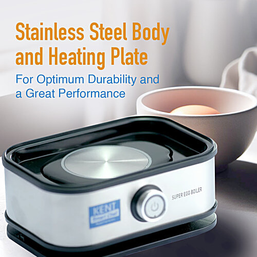 kent Super Egg Boiler - 3 Boiling Modes, Stainless Steel Body & Heating Plate, Automatic Turn Off, Silver, 1 pc 6 Eggs at a Time