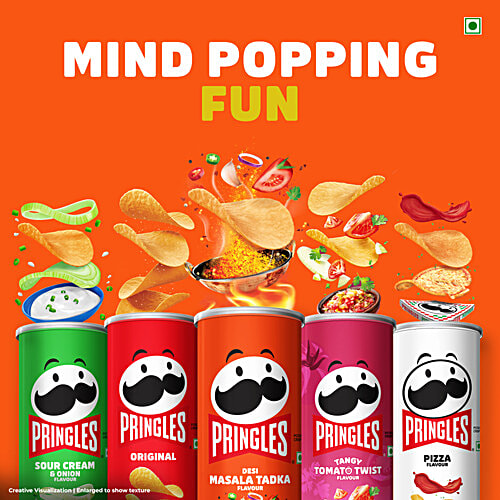 Pringles Desi Masala Tadka Flavour Potato Crisps, 134 g No Artificial Colours
