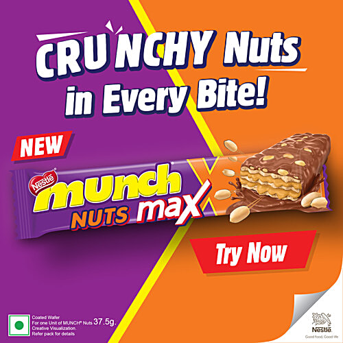 Nestle Munch Nestle Munch Max Nuts Double Choco Coated Wafer Bar, 37.5 g