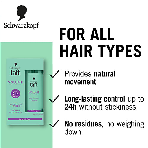 Schwarzkopf Taft Volume Hair Styling Powder, 10 g  For Instantly Fuller Looking Hair & Long Lasting Control.