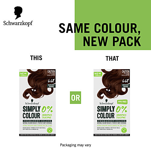 Schwarzkopf Simply Colour Permanent Hair Colour, 142.5 ml 6.68 Hazelnut Brown