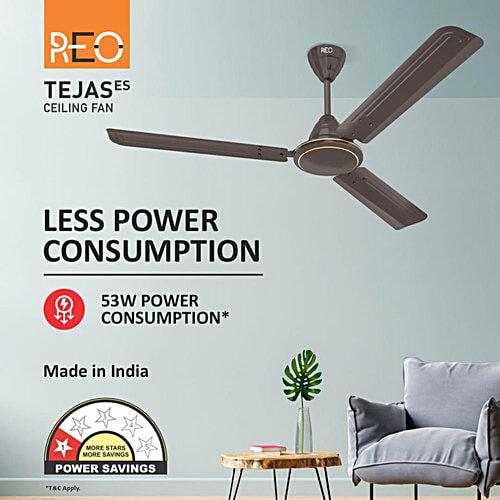 Havells 1200mm Tejas ES Ceiling Fan - Smoke Brown, 1 pc High Speed, High Air Delivery, Strong & Powerful Copper motor, Air Delivery: 218 m³/min, RPM: 370, 2 Year Warranty
