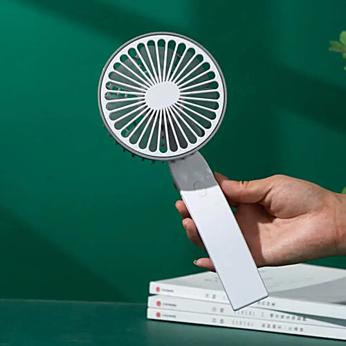 HashWOW Mini Handheld Fan - With Stand, USB/DC 3-Speed Mode, Grey, 1 pc