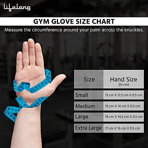 Lifelong Gym Gloves - For Men, Black, Size M, 1 Pair