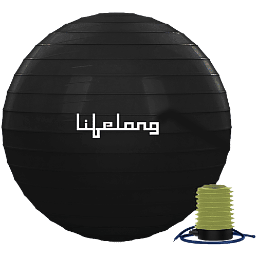 Lifelong Gym Ball - Black, 55 cm, LLFAGB55BL, 1 pc  Fitness Yoga, Physiotherapy, Birthing, Pregnancy & Labor, Swiss, Pilates, Balance & Stability