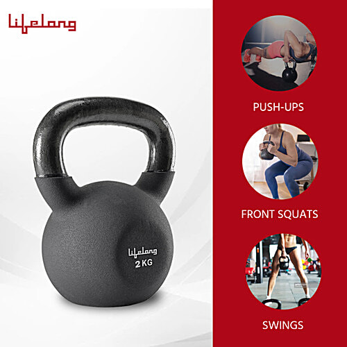 Lifelong Neoprene Cast Iron Kettlebells - 2 Kg, Black, LLNK06, 1 pc