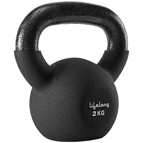 Lifelong Neoprene Cast Iron Kettlebells - 2 Kg, Black, LLNK06, 1 pc