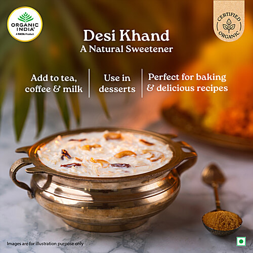Organic India Desi Khandsari/Unrefined Brown Sugar, 500 g Made From Organic Sugar Cane, Sulphur Free Process