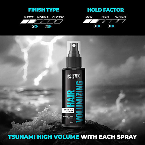Beardo Hair Volumizing Sea Salt Spray - For Texture & Hold With Matte Finish, 50 ml Olive Oil & Coconut Oil, Hair Texture Spray & Matte Hold, Hair Volumizer Hair Setting Spray