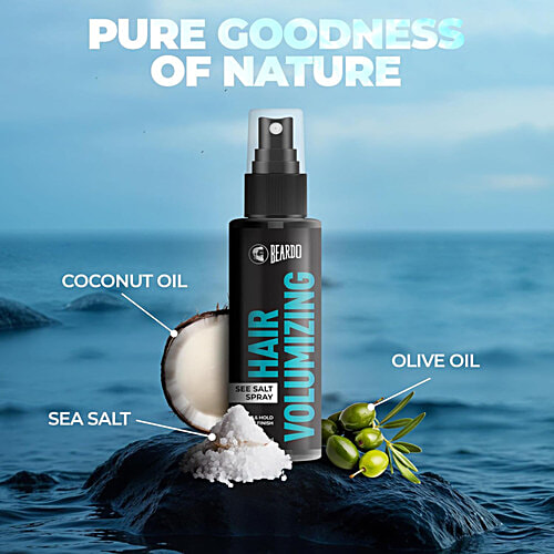 Beardo Hair Volumizing Sea Salt Spray - For Texture & Hold With Matte Finish, 50 ml Olive Oil & Coconut Oil, Hair Texture Spray & Matte Hold, Hair Volumizer Hair Setting Spray