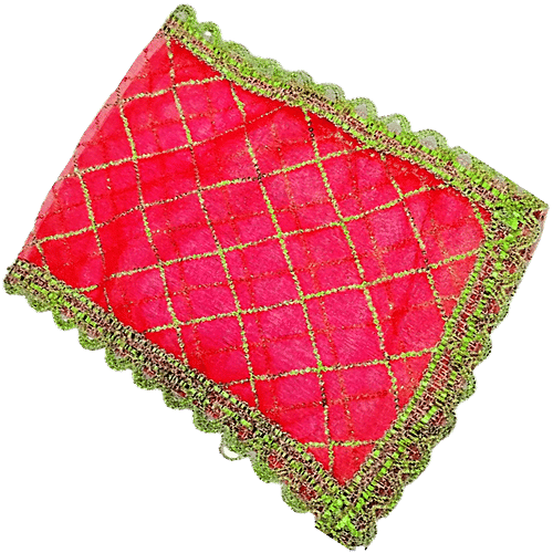 Creative Space Mata Ki Chunari Golden Designer Chunni - Red, 25 x 70 cm, 1 pc