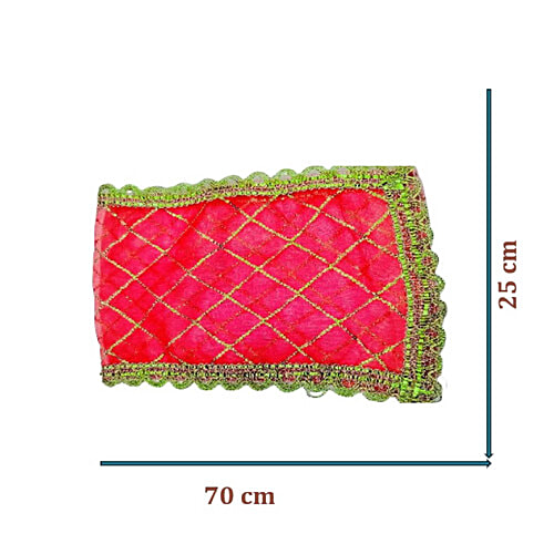 Creative Space Mata Ki Chunari Golden Designer Chunni - Red, 25 x 70 cm, 1 pc