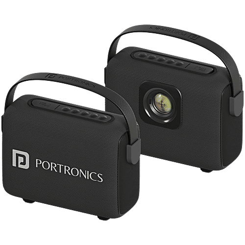 Portronics Resonate 14W Portable Bluetooth Speaker - With LED Sunset Projection Lights, Black, 1 pc Upto 5 Hours Playtime, Bluetooth 5.3V, TWS Function, Handsfree Calling, Leather Handle, Type C Fast Charging