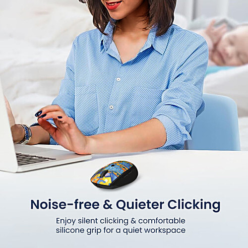 Portronics Toad III Plus Rechargeable Bluetooth Mouse - Bluetooth & 2.4 GHz Wireless Connectivity, Black, 1 pc Stylish Illustrated Design, 6 Buttons, Soft Silicone Grip for Laptop, PC, Mac