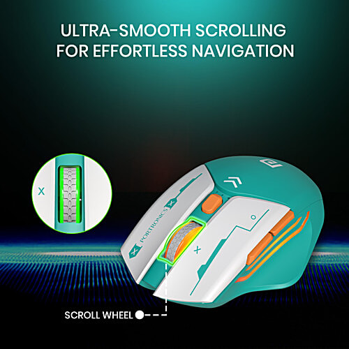 Portronics Vader Max Wireless Rechargeable Mouse - Bluetooth 5.3 & 2.4 GHz Dual Mode, Green, 1 pc  6-Button Control, Adjustable DPI Up to 2400, Ergonomic, Universal Compatibility for Laptop, Desktop, Gaming