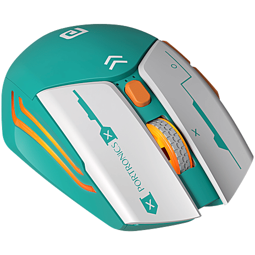 Portronics Vader Max Wireless Rechargeable Mouse - Bluetooth 5.3 & 2.4 GHz Dual Mode, Green, 1 pc  6-Button Control, Adjustable DPI Up to 2400, Ergonomic, Universal Compatibility for Laptop, Desktop, Gaming