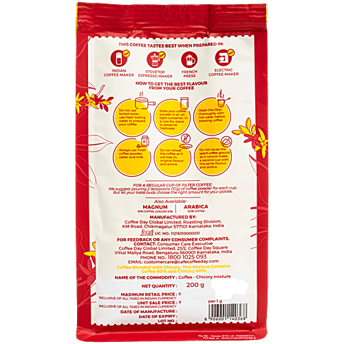 Café Coffee Day Coffee Powder - Charge 60% Coffee & 40% Chicory, Dark Roast, 200 g  