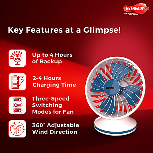 Eveready Rech Fan FE01 BL Everflo mini 12UP, 1 pc