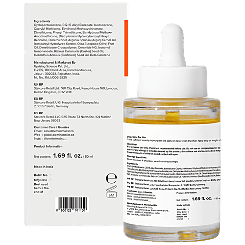 Minimalist Frizz Control Complex SPF 30 Hair Serum With Ceramide, 50 ml Smoothens, Protects from UV, For All Hair Types