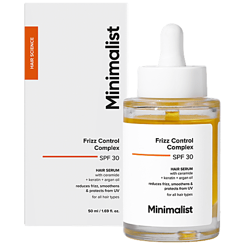Minimalist Frizz Control Complex SPF 30 Hair Serum With Ceramide, 50 ml Smoothens, Protects from UV, For All Hair Types