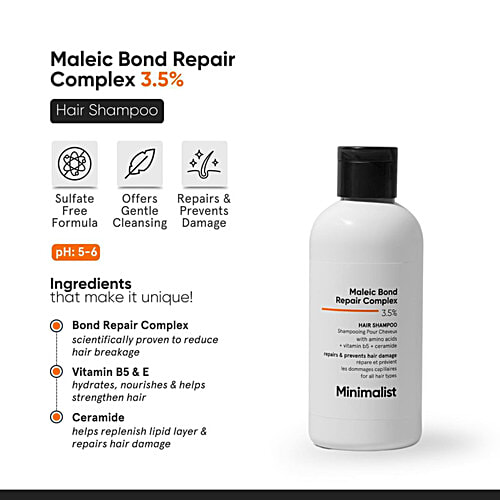 Minimalist Maleic Bond Repair Complex 3.5% Hair Shampoo, 250 ml  Repairs & Prevents Hair Damage, For All Hair Types