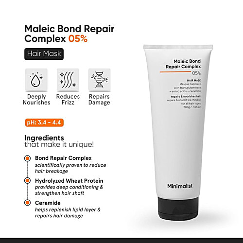 Minimalist Maleic Bond Repair Complex 05% Hair Mask, 200 g  Repairs & Nourishes Hair