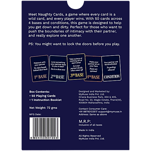 MyMuse Naughty 50 Cards Set - Adult Bedroom Game For Couples, Age 21+, 2 Players, 1 pc Box 