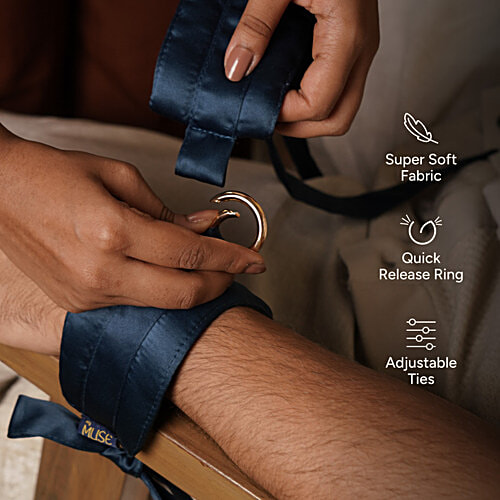 MyMuse Silky Handcuffs With Satin Polyester - Soft, Adjustable & Secure For Couples, 70 g Pouch 