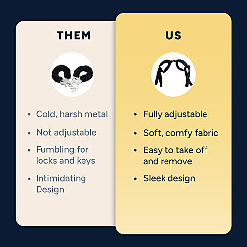 MyMuse Silky Handcuffs With Satin Polyester - Soft, Adjustable & Secure For Couples, 70 g Pouch 