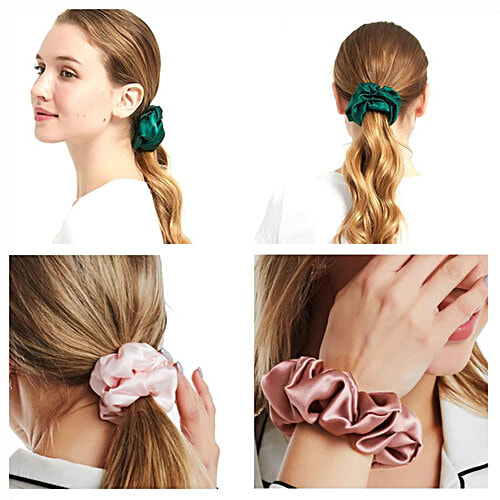 Pearlfiesta Satin Scrunchies Combo Pack, Anti-Hair-Breakage, Hair Ties, Scrunchies Best Gift for Sister, Friend, Mom, 9 pcs  