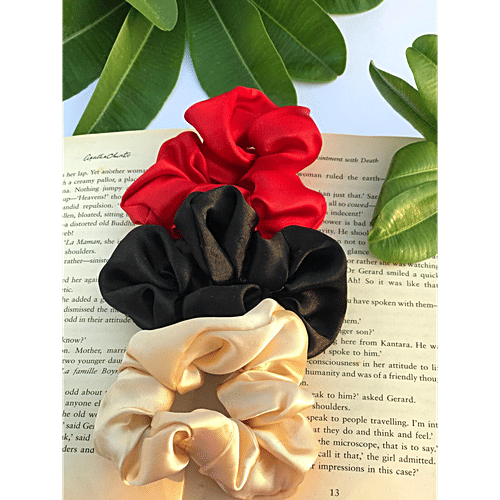 Pearlfiesta Satin Scrunchies Combo Pack, Anti-Hair-Breakage, Hair Ties, Scrunchies Best Gift for Sister, Friend, Mom, 9 pcs  