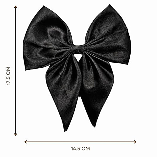 Pearlfiesta Combo Satin Hair Ribbon Bow Clip For Women & Girls - Cute & Big Design, 9 pcs  