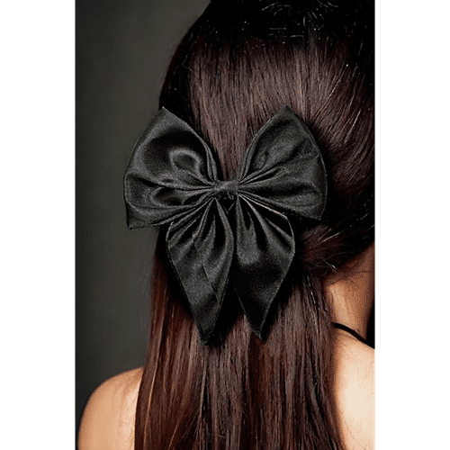 Pearlfiesta Combo Satin Hair Ribbon Bow Clip For Women & Girls - Cute & Big Design, 9 pcs  