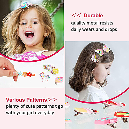 Pearlfiesta Mini Emoji Cartoon Hair Clips Set For Kids & Girls - Cute Smiley Design Hair Accessories for Toddlers, Multi-Design Barrettes, 90 pcs (9 Cards x 10 Clips each) 