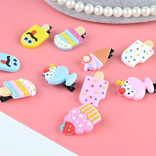 Pearlfiesta Mini Emoji Cartoon Hair Clips Set For Kids & Girls - Cute Smiley Design Hair Accessories for Toddlers, Multi-Design Barrettes, 90 pcs (9 Cards x 10 Clips each) 