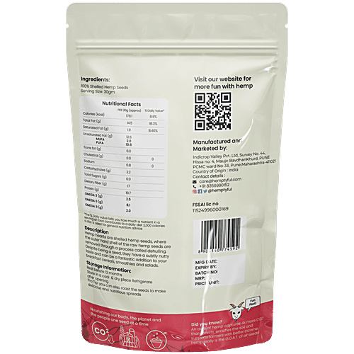 Hemptyful Himalayan Hemp Hearts, 150 g Shelled Hemp Seeds, Gluten Free, Amino Acids, Anti Oxidants