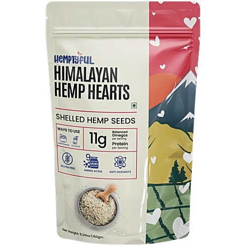 Hemptyful Himalayan Hemp Hearts, 150 g Shelled Hemp Seeds, Gluten Free, Amino Acids, Anti Oxidants