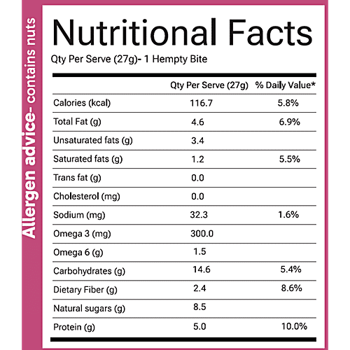 Hemptyful Mocha Superseed Bar, 27 g  High Protein, Omega 3 & 6